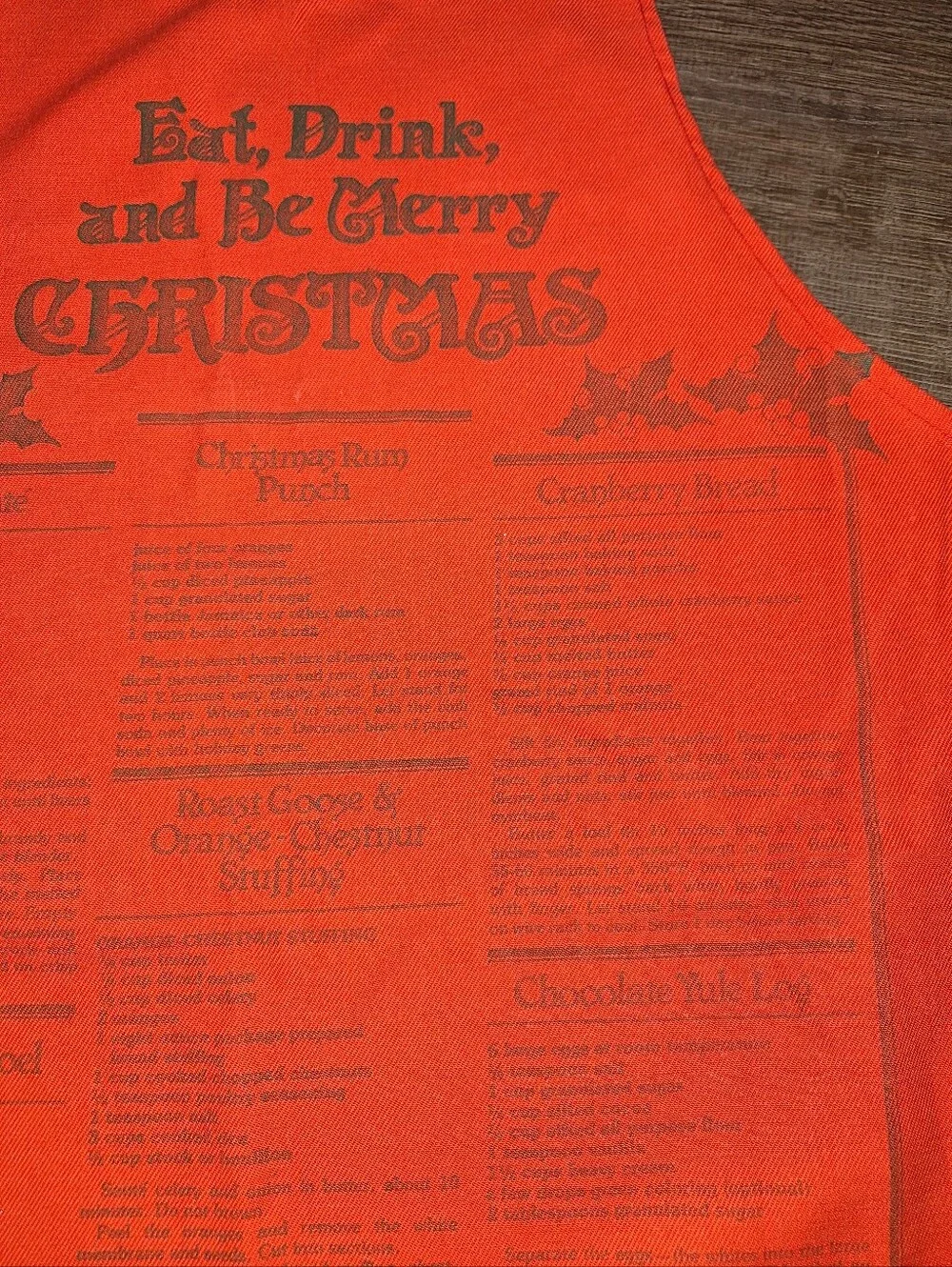 1978 Vintage Christmas Recipe Apron Holiday Apron Eat Drink Be Merry Christmas